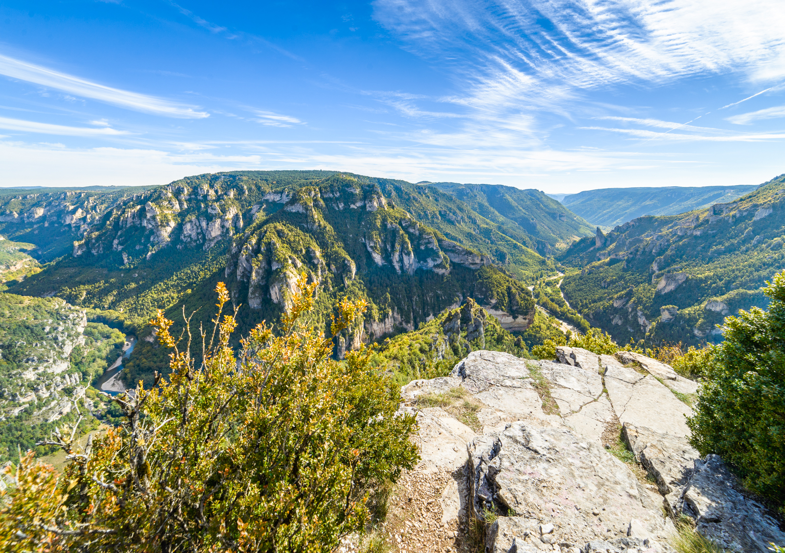 Panorama sur les Gorges du Tarn depuis le Point Sublime. Commune de Saint Georges de Lévejac